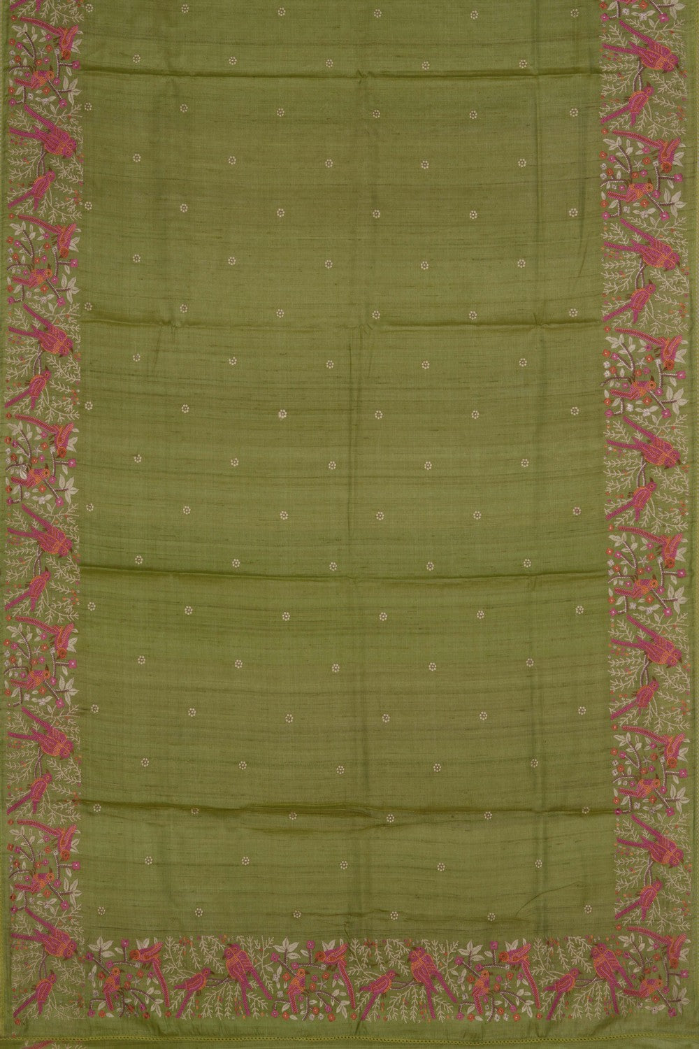 Image of Tussar Silk Green Saree